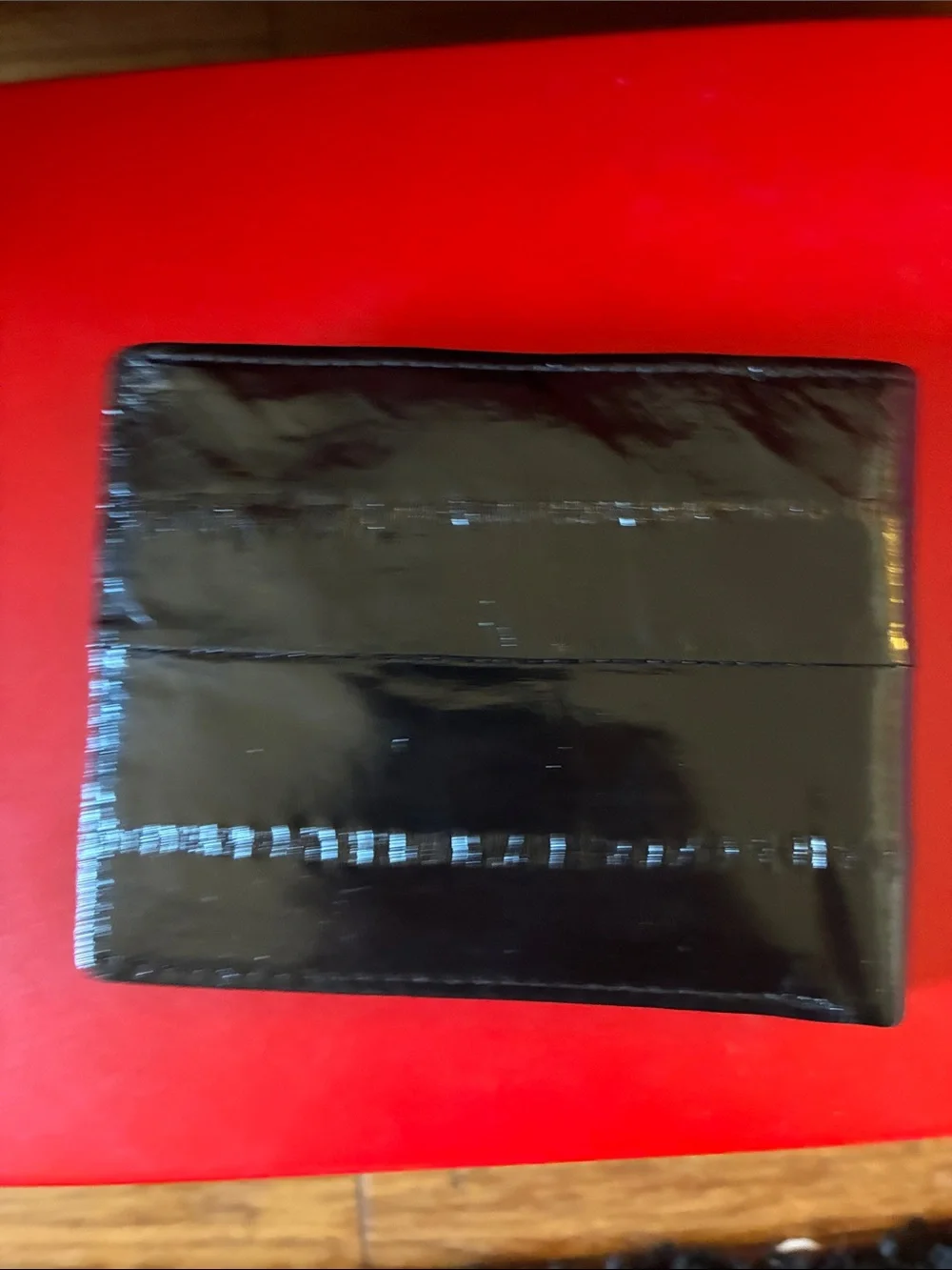 Black Leather Eel Skin Bifold Wallet - Classic Men’s Accessory NWOT